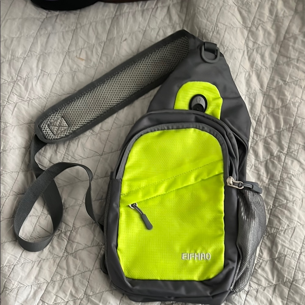 Gray and Green Men's Sling Bag